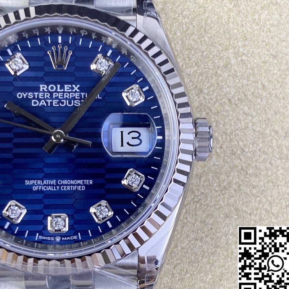 Blue M126234 Dial Diamond Rolex 36MM Steel Hourmarker Motif Factory Clean Stainless Datejust 1007